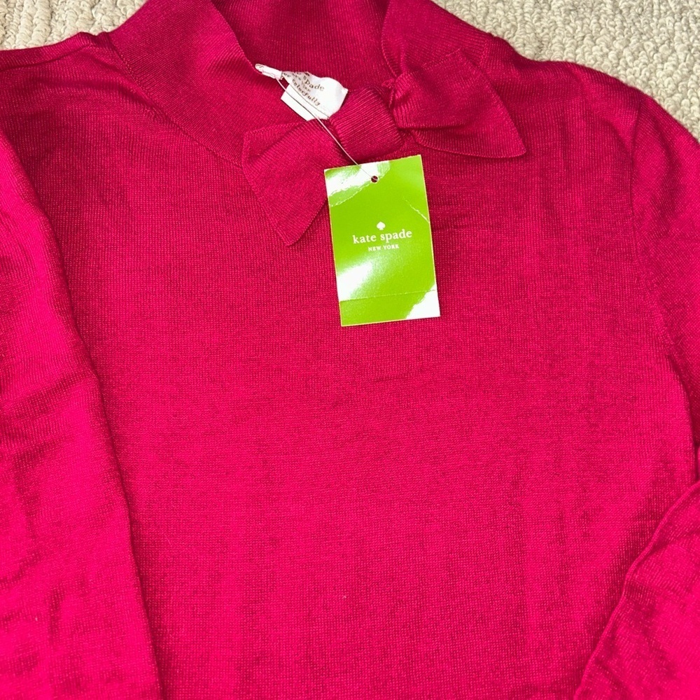 NWT-Kate Spade New York Abree Bow Sweater Tango Red- women’s XS - Picture 8 of 8